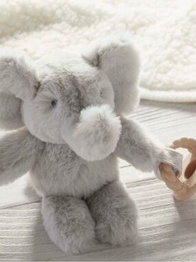 NWT Pottery Barn Kids Elephant Critter Plush Pacifier Holder